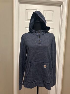 Carhartt Heathered Navy Blue Henley Hoodie